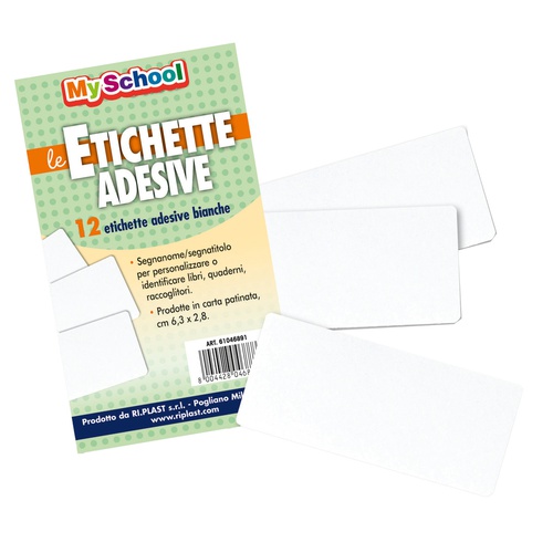 Etichetta adesiva segnanome - 6,3 x 8 cm - bianco - Colorosa - busta 12pezzi