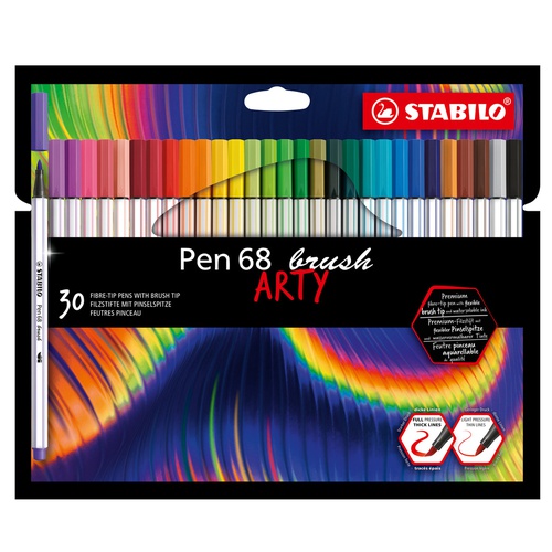 Pennarello Pen 68 Brush Arty Line 568/30 - colori assortiti - Stabilo -astuccio 30 pezzi