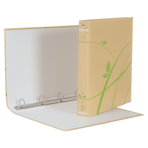 Raccoglitore Oxford Green - 4 anelli tondi 30 mm - dorso 4 cm - 22 x 30cm - carta riciclata - avana - Esselte