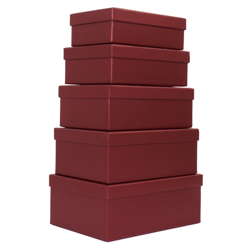 Set scatole regalo - dimensioni assortite - fantasia Burgundy - conf. 5pezzi