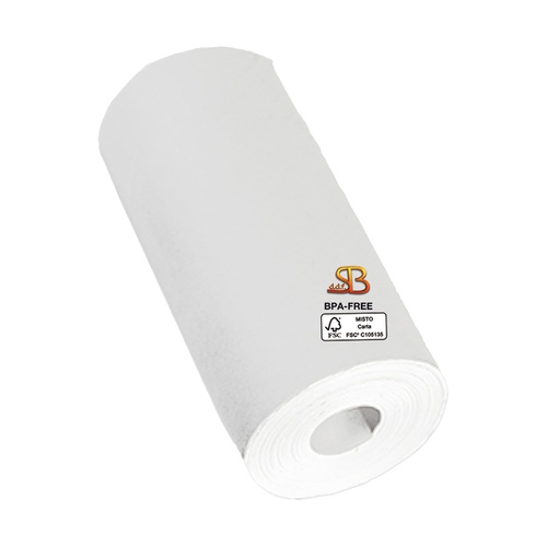 Rotolo per POS - 57 mm x 11 m - diametro esterno 30 mm -  senza anima -55 gr - carta termica BPA free - Sabacart - blister 12 pezzi