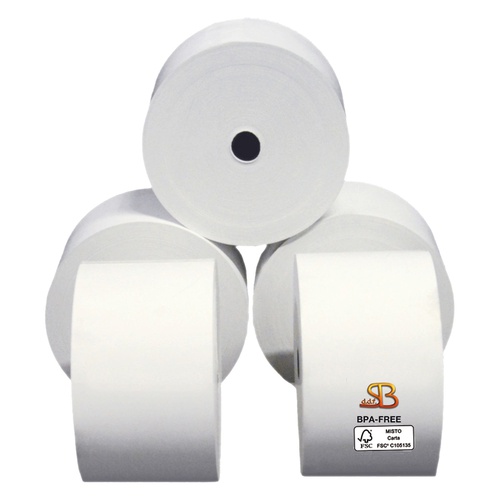 Rotolo per distributori self service - 57 mm x 100 m - diametro esterno90 mm - anima 12 mm - 55 gr - carta termica BPA free - Sabacart