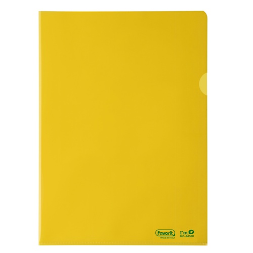 Cartelline a L - 22 x 30 cm - PE Bio-Based - liscio superior - giallo -Favorit - conf. 25 pezzi