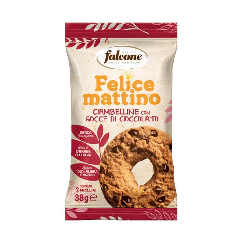 Biscotto ciambellina - con gocce di cioccolato -  monoporzione da 38 gr- Falcone