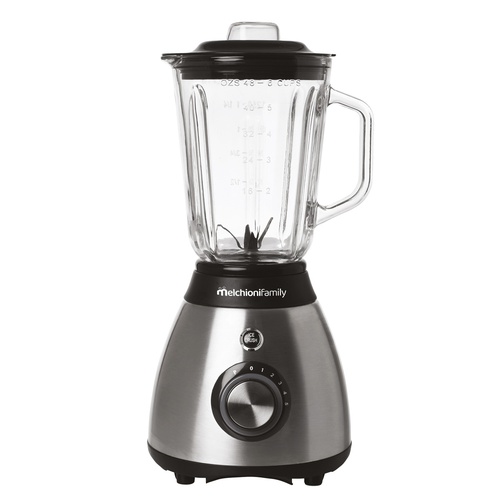 Frullatore Frullo Glass - con bicchiere in vetro - 600 W - nero/argento- Melchioni family