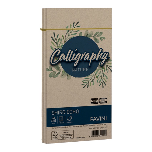 Busta Calligraphy Shiro Eco -  110 x 220 mm - 120 gr - legno - Favini -conf. 25 pezzi