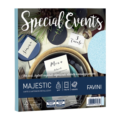 Busta Special Events - 170 x 170 mm - 120 gr - azzurro - Favini - conf.10 buste