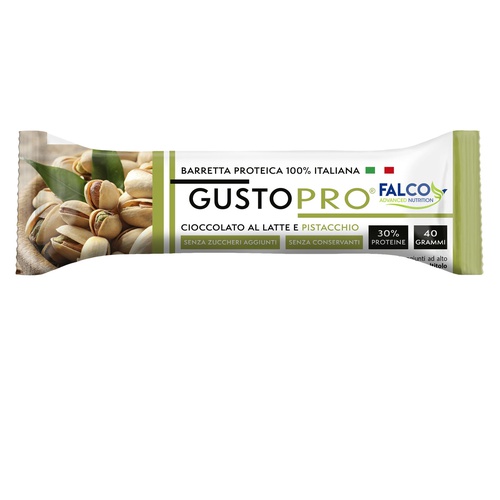 Barretta proteica GustoPro - cioccolato al latte e pistacchio - 40 gr -Falco