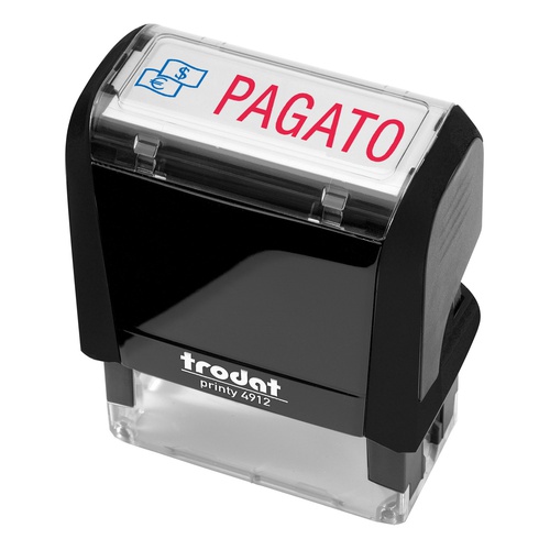 Timbro Printy 4912 Office Eco - autoinchiostrante - PAGATO - 47 x 18 mm- nero  - Trodat