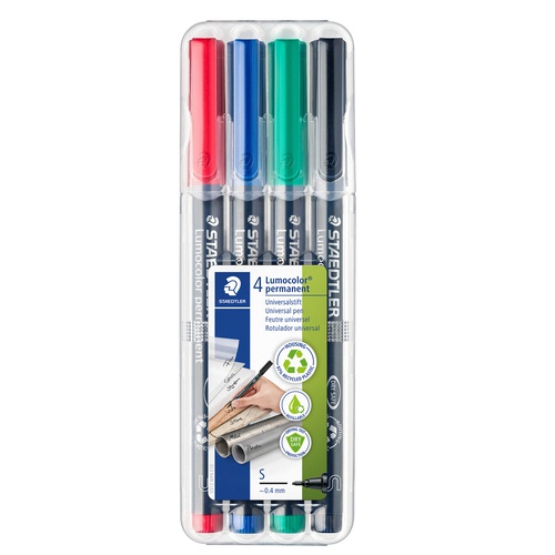 Pennarello Astucci Lumocolor Permanent 313  - punta 0,4mm - 4 colori - Staedtler