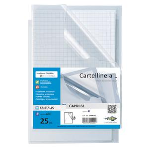 Cartelline a L Capri 61 - PVC - liscio - 21x29,7 cm - trasparente - Sei Rota - conf. 25 pezzi