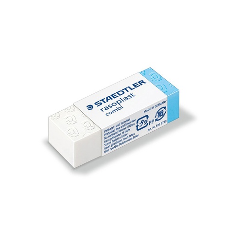 Gomma Combi Rasoplast - 43x19x13mm - blu e bianca - Staedtler - conf. 30 pezzi