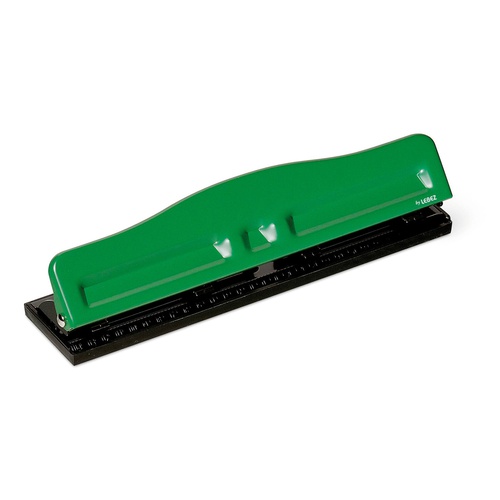 Perforatore 840 - massimo 8 fogli - 4 fori regolabili - passo 6/8 cm - verde - Lebez