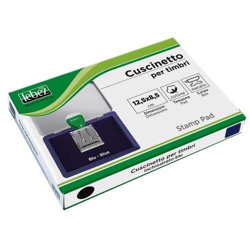 Cuscinetto per timbri - 12,5x8,5 cm - blu - Lebez C292