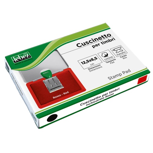 Cuscinetto per timbri - 12,5x8,5 cm - rosso - Lebez