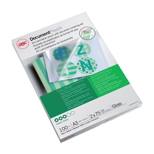 Pouches - A3 - 303x426 mm - 2x75 micron - A3 - GBC - scatola 100 pezzi C3156