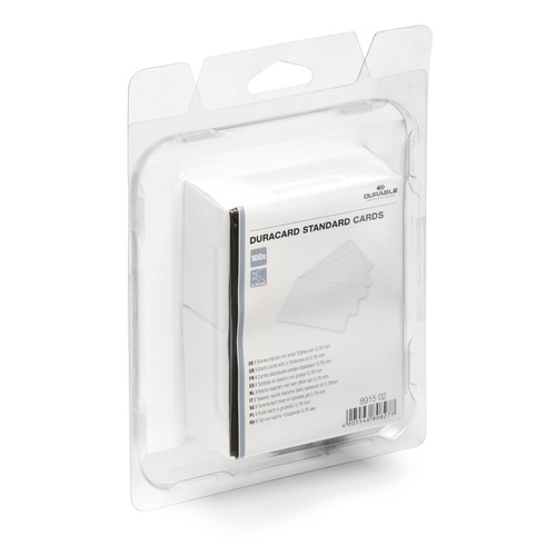 Tessere bianche per stampante Duracard ID 300 - spessore 0,76 mm - 54 x86 mm - Durable - conf. 100 pezzi