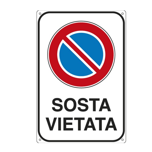 Cartello segnalatore -  20x30 cm - SOSTA VIETATA - alluminio - CartelliSegnalatori