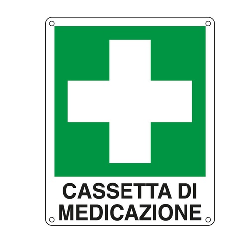 Cartello segnalatore - 16x21 cm - CASSETTA DI MEDICAZIONE - alluminio -Cartelli Segnalatori