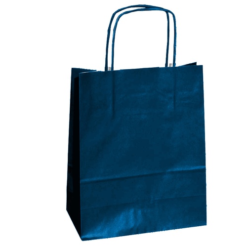 Shopper Twisted - maniglie cordino - 18 x 8 x 24 cm - carta kraft - blu- Mainetti Bags - conf. 25 pezzi