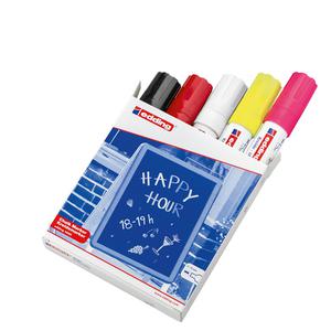 Marcatore Ending 4090 - punta scalpello da 4,00-15,00mm  - astuccio 5 colori: nero,rosso,bianco,giallo fluo,rosa fluo - Edding