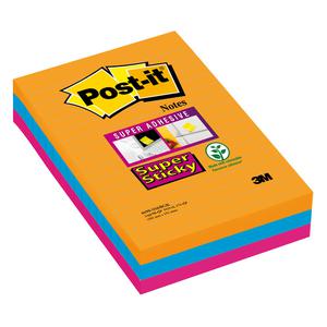 Blocco foglietti Post it® Super Sticky rettangolari - a righe - colori Bangkok - 101 x 152mm - 90 fogli - Post it®