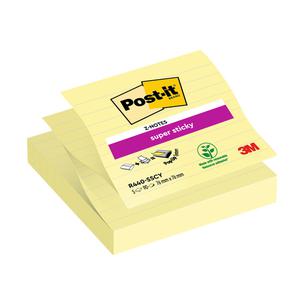 Ricarica foglietti Post it® Super Sticky - giallo Canary™ - a righe - 101 x 101mm - 90 fogli - Post it®