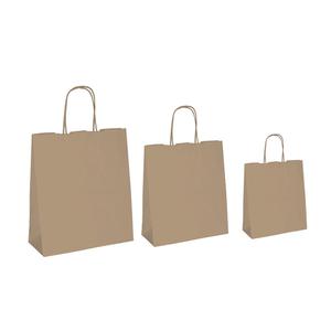 Shopper in carta - maniglie cordino - 18 x 8 x 24cm - avana - conf. 25 sacchetti