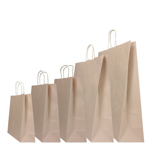 Shopper in carta - maniglie cordino - 22 x 10 x 29cm - sabbia - conf. 25 sacchetti