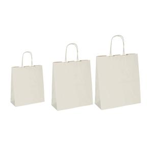 Shopper in carta - maniglie cordino - 26 x 11 x 34,5cm - sabbia - conf. 25 sacchetti