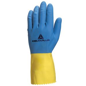 Guanto da lavoro industriale - Duocolor 330 - lattice floccato cotone - taglia 7/8 - blu/giallo - Deltaplus