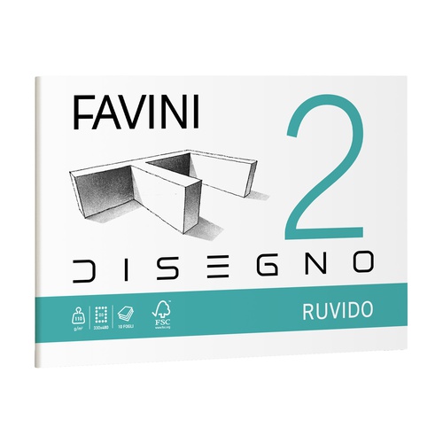 Album Favini 2 - 33x48cm - 110gr - 10 fogli - ruvido - Favini