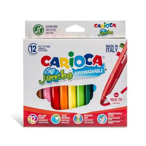 Pennarelli Jumbo - punta 6,0mm - colori assortiti - lavabili - Carioca - astuccio 12 pezzi