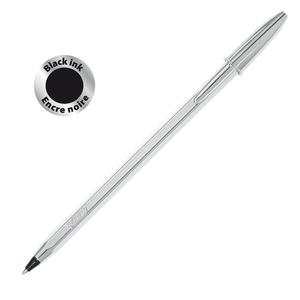 Penna a sfera Cristal Shine con capppuccio - punta media 1,0mm - nero - fusto silver  - Bic - conf. 20 pezzi