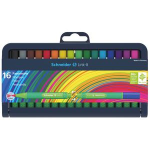 Pennarello Link-It punta feltro - punta 1,00mm - colori assortiti - Schneider - astuccio 16 colori