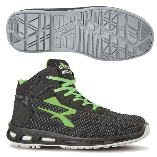 Calzatura di sicurezza Hard S3 SRC - pelle idrorepellente - numero 48 -grigio scuro/verde - U-Power