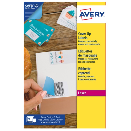 Etichette adesive coprenti BlockOut - in carta - permanenti - 99,1 x 57mm - 10 et/fg - 25 fogli - bianco - Avery