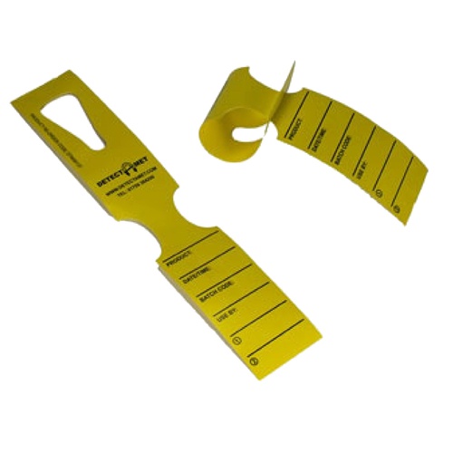 Etichette detectabili - con foro - 5 x 27,9 cm - giallo - rotolo da 500etichette