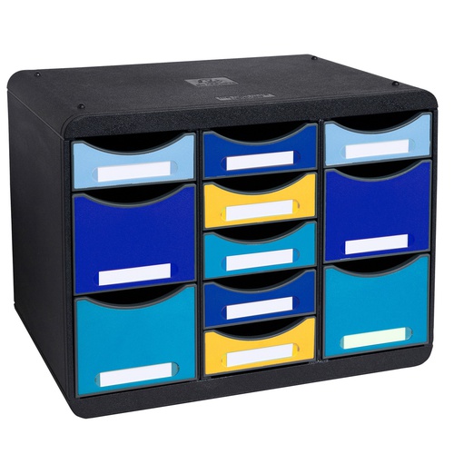 Cassettiera Store-Box Multi Bee Blue - 11 cassetti - nero/multicolore -Exacompta