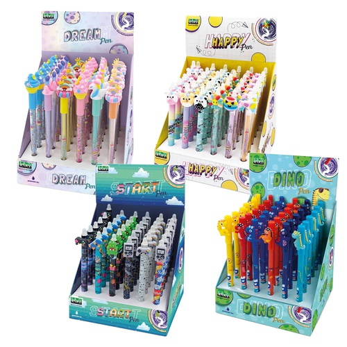 Box penne cancellabili - 4 expo da banco - fantasie assortite - Lebez -conf. 144 pezzi