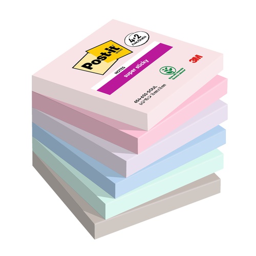 Blocco foglietti Post-it Super Sticky Soulful - 76 x 76 mm - 90 fogli -Post-it - conf. 6 blocchi