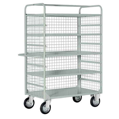 Carrello da lavoro - 4 piani estraibili - con sponde rete - 132 x 67 x 177 cm - 450 kg - grigio - Tecnotelai Carrello da lavoro - 4 piani estraibili - con sponde rete - 132 x 67 x 177 cm - 450 kg - grigio - Tecnotelai