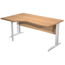 Scrivania Compact Sinistro Easy - 160 x 60/80/100 cm - Faggio/grigio alluminio