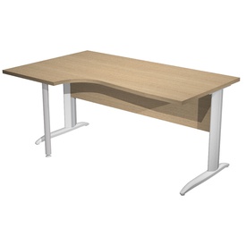 Scrivania Compact Sinistro Easy - 160 x 60/80/100 cm - Rovere/grigio