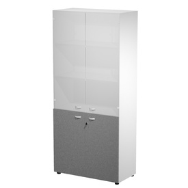 Armadio alto con ante superiori in vetro Essence - con serratura - 90 x45 x 200 cm - bianco/antracite