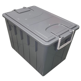 Cassa multiuso - con coperchio e manici - 58 x 38 x 38 cm - 60 L - PP -grigio scuro/grigio chiaro - Mobil Plastic