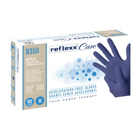 Guanti nitrile ipoallergenici N350 - senza acceleranti - taglia M - blu- Reflexx - conf. 100 pezzi