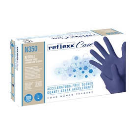 Guanti nitrile ipoallergenici N350 - senza acceleranti - taglia L - blu- Reflexx - conf. 100 pezzi