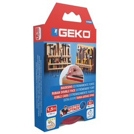 Nastro biadesivo EXTREME Mister Attach - 19 mm x 1,5 m - grigio/rosso -Geko