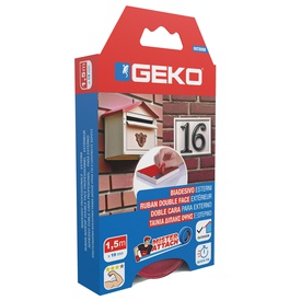 Nastro biadesivo OUTDOOR Mister Attach - 19 mm x 1,5 m - grigio/rosso -Geko